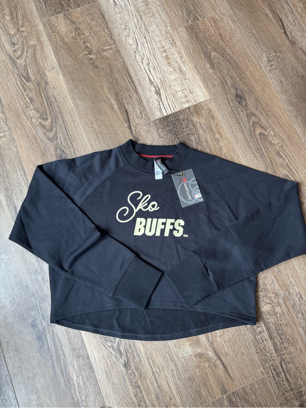 'Sko Buffs' Black Crewneck Crop-Top Sweatshirt